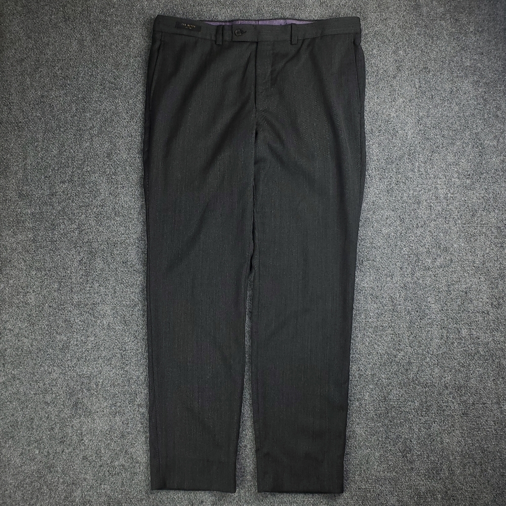 Ted Baker Julian Wool Dress Pants Mens 38R Gray Twill Formal Lightweight Chino - Picture 14 of 14